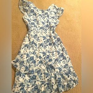 Us Angels Blue Floral Asymmetrical Dress